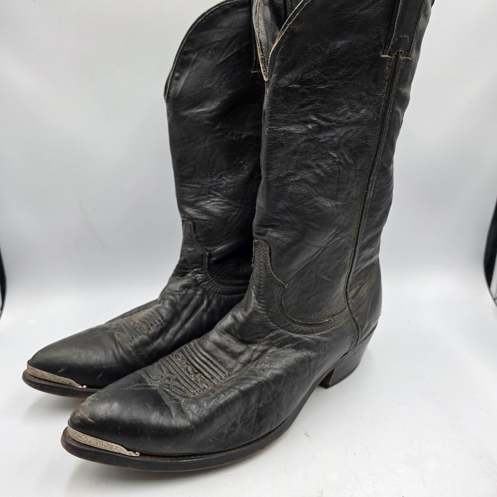 Vintage LAREDO 42213 Black Leather Western Cowboy Boots Men's 10 D Snip Toe